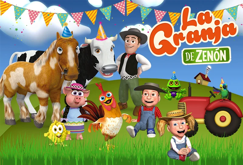 Photo Background Green Grass Farm Photo Booth la granja de zenon Banner Kids 1st Birthday Backdrop Studio Vinyl photo backdrop