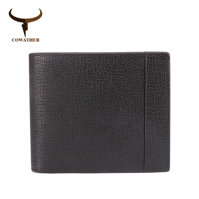 

COWATHER men wallet top cow genuine leather fashion purse for men high quality leather short style male wallet free shipping