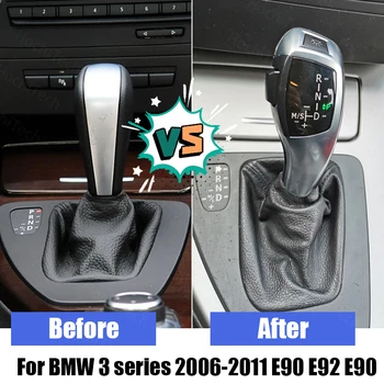 

F30 Style Carbon Fiber Black Silver Shifter Lever for BMW 3 Series 2006-2011 E90 E92 E90 Accessories LED Gear Shift Knob