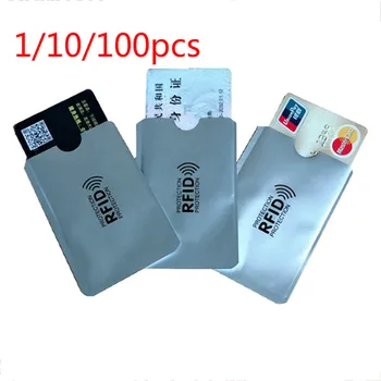 

9.6*6cm 1/10/100Pcs Anti Rfid Wallet Blocking Reader Lock Bank Card Holder Aluminium ID Bank Card Case Protection Metal