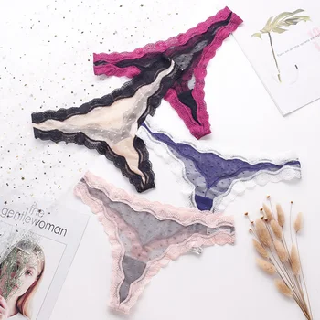 

Sexy Women Lace Thong Transparent Mesh Panties Underwear Women G-string Perspective Style T-back Exotic Female Lingerie
