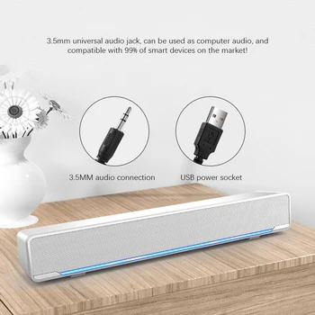 

Mini Portable Long Subwoofer Speaker With Light Desktop USB Speaker Home PC Laptop Multimedia Speaker