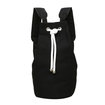 

Casual Men Canvas Large Capacity Barrel Backpack Fashion Simple Travel Rucksack Pack Teenager School Bag(Black)