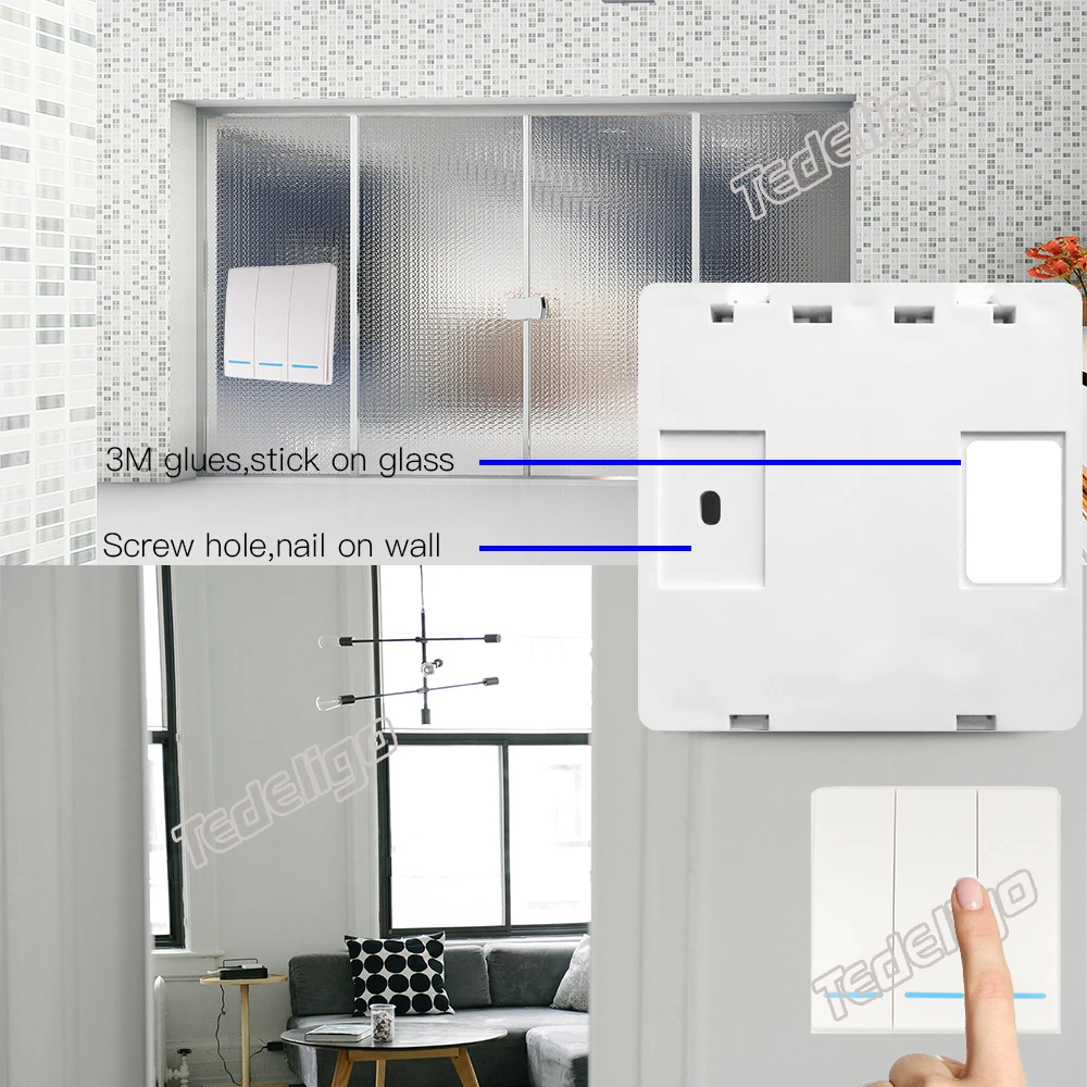 Wireless Smart Light Switch RF 433MHz Remote Control Switch AC 95-250V 10A Module 86 Wall Panel for Bedroom,Gallery Lights Lamp