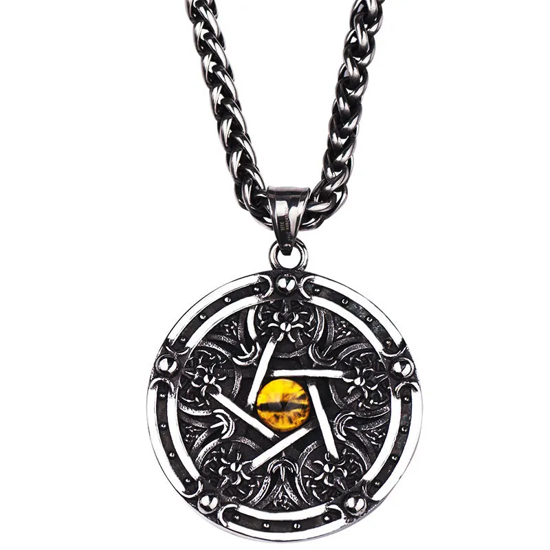 

Hot Selling Demon Eye Necklace Hip Hop Pendant Titanium Steel Retro Europe And America Students Sweater Chain