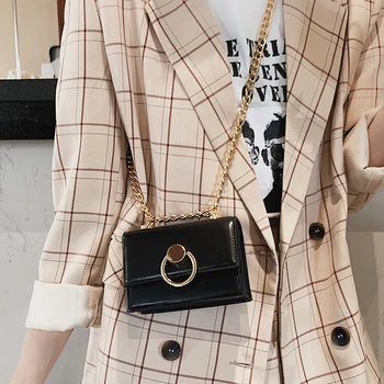 

High Quality Pu Leather Women Shoulder Bags Small Ladies Crossbody Bags Fashion Retro Fashion Square Lock Chain Messenger Bag
