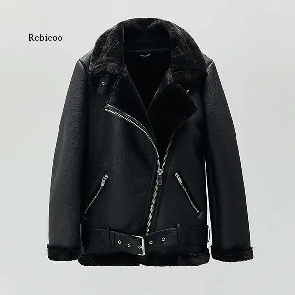 blouson-d'aviateur-chaud-epais-en-cuir-de-mouton-pour-femme-manteau-noir-en-fausse-fourrure-col-rabattu