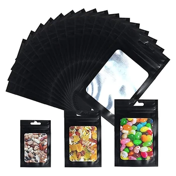 Bolsas de aluminio planas con cierre de cremallera, bolsa de cosméticos de sal de baño, un lado, transparente, Mini bolsas gruesas de Mylar resellables, a prueba de olores, con cierre Ziplock bolgi, 100 piezas