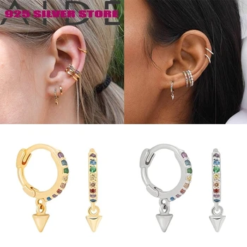 

Aide 925 Sterling Silver Earrings Color Metal Cool Earrings Simple Punk Style Earrings Women's Jewelry Psterling Sterling Silver