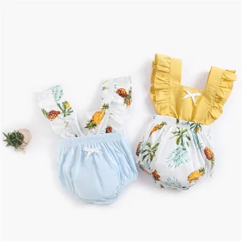 

Baby Jumpsuit Neonatal Bow In One-piece Rompers Clothes 0-3 Years Backpacks Butt Belt Pineapple Newborn Rompers Kids clothing