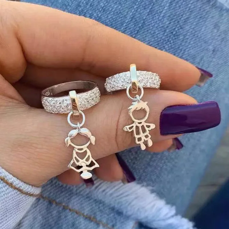 Milangirl encanto anillo de pareja de niños/colgante de niñas anillos para los hombres y las mujeres boda banda mejor amigo joyería