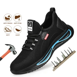 Chaussures de sécurité avec embout en acier pour hommes, souliers de protection pour l'extérieur, légères et indestructibles 