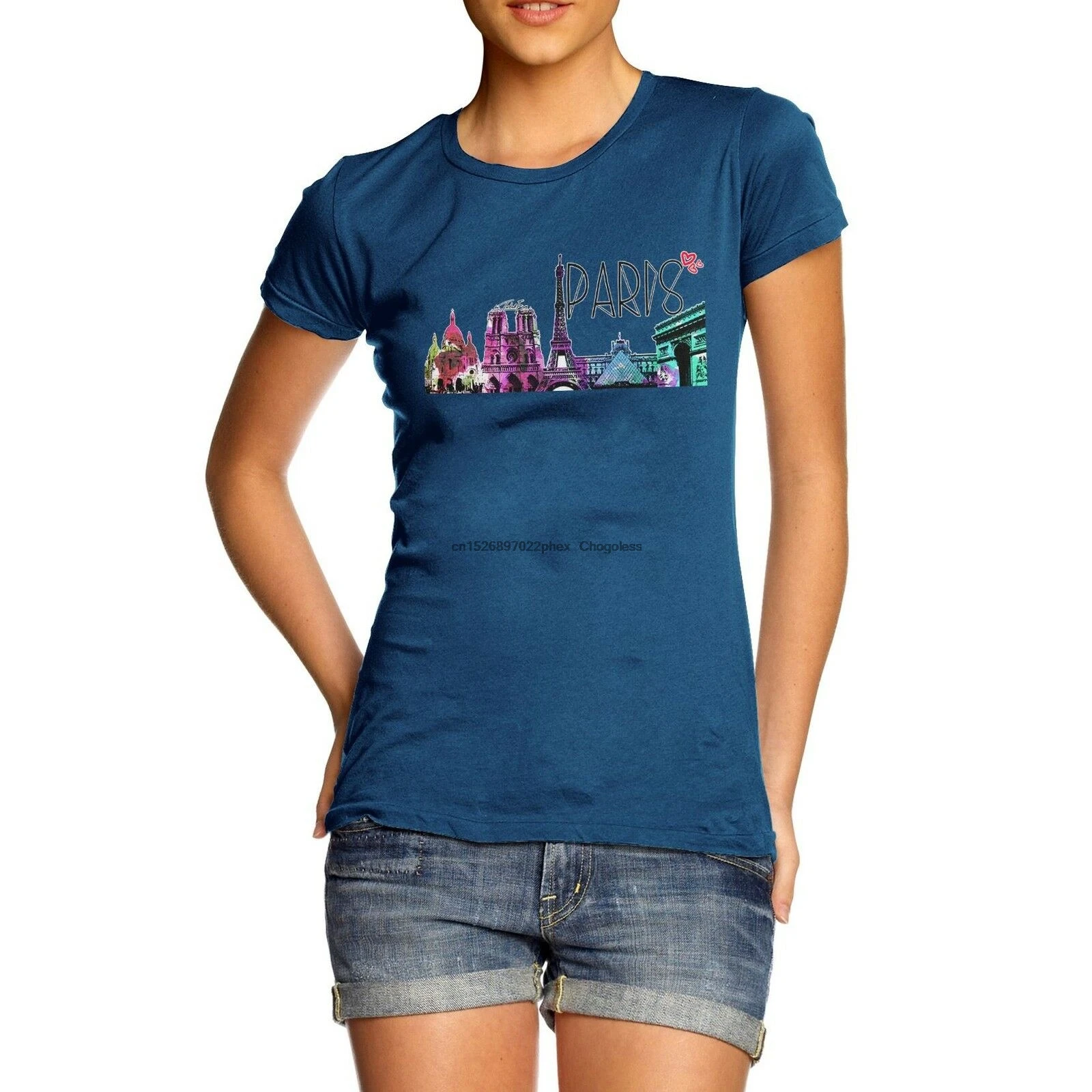 Twisted Envy Women's Love Paris Landmarks 100% Cotton T-Shirt | Мужская одежда