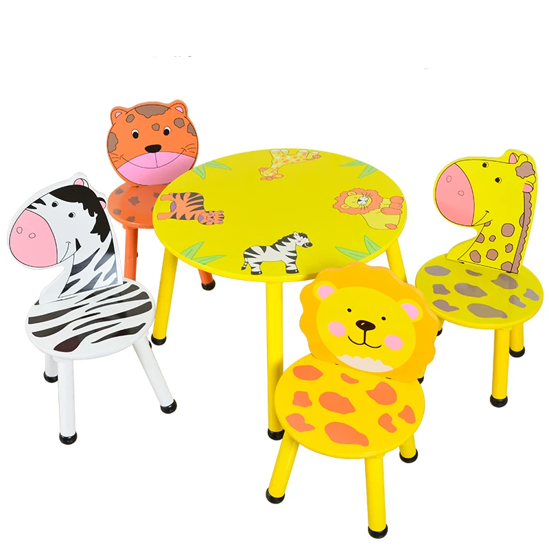 

Home Interactive Game Table and Chairs Children Cartoon Animal Chair Set Kindergarten