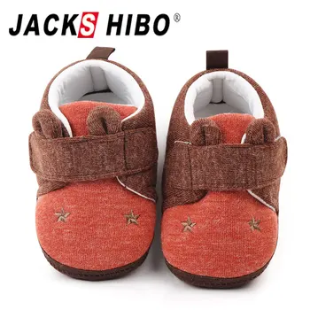

Jackshibo Baby First Walking Shoes Boys Crawling Shoes Girls Soft Leather Toddler Baby Slippers Non-Slip Suede Sole 0-24 Months