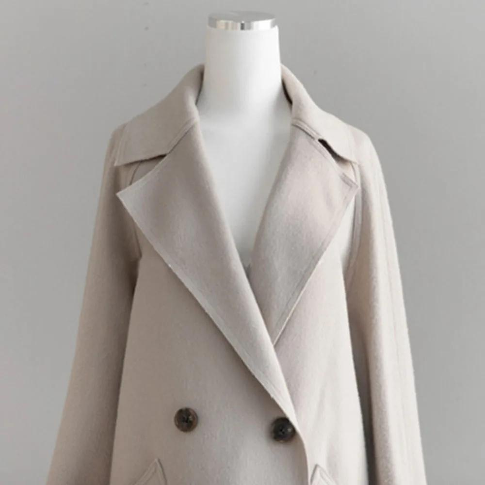 Winter Beige Elegant Wool Coat Women Korean Fashion Black Long Coats Vintage Minimalist Woolen Overcoat Camel Oversize Outwear