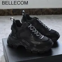 BELLECOM/спортивная обувь на платформе с толстой подошвой, визуально увеличивающая рост; дышащие удобные туфли; женские кроссовки; лоферы; zapatos mujer