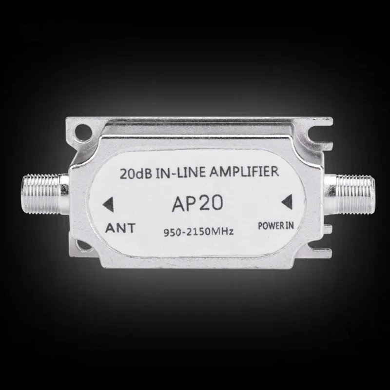 Satellite Signal Booster Amplifier 20dB In-line 950-2150MHZ for Dish Network Antenna Cable Run Channel Strength satellite signal booster