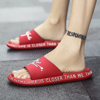 

Summer Women Slippers Slide Sandals Beach Slides Cute Words Lightweight Eva Non-slip Buckle Thick Bottom Women Men Couple Shoes