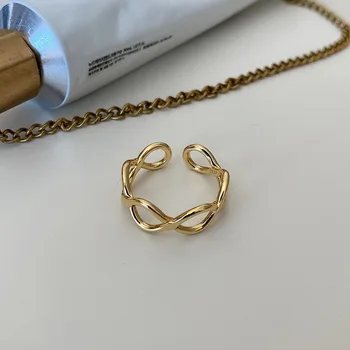 

Double line cross hollow ring French style 925 sterling silver female ring MINI ring minimalist female design jewelry