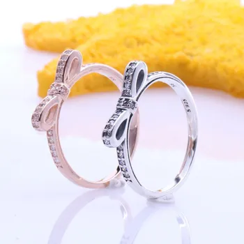

Authentic 925 Sterling Silver Creative Bow Ring Gorgeous Fashion Bow Ring For Women Wedding Party Gift Fashion Jewelry