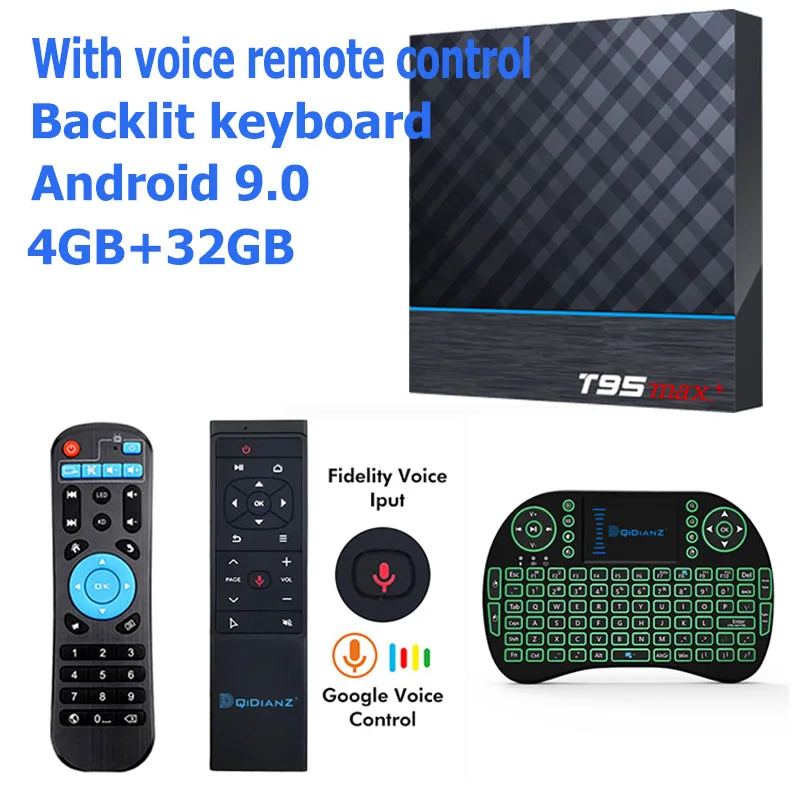 Смарт ТВ-приставка t95max+ Android 9,0 Amlogic S905X3 8k Netflix Plex медиа-сервер Play Store бесплатное приложение телеприставка PK HK1MAX H96 - Цвет: 4G 32G MT12 I8