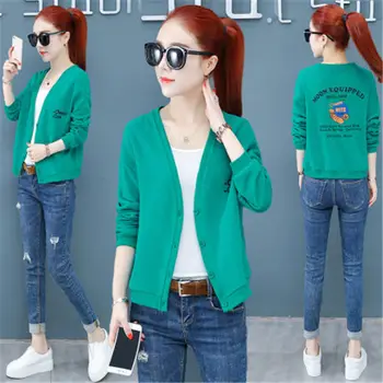 

Spring 2020 New Women's Short Korean Style Loose Knit Women's V-neck Long-sleeved Cardigan Jacket Tide Casual Sweater Coat r37