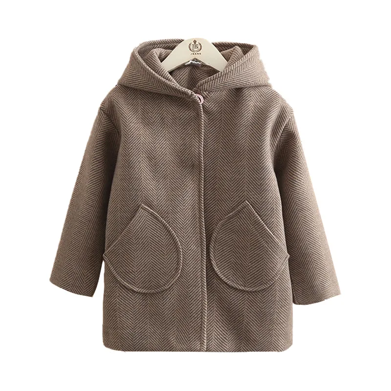 Детское пальто с капюшоном коллекция года, новая осенне-зимняя детская одежда для девочек топы, модное милое детское длинное пальто с длинными рукавами