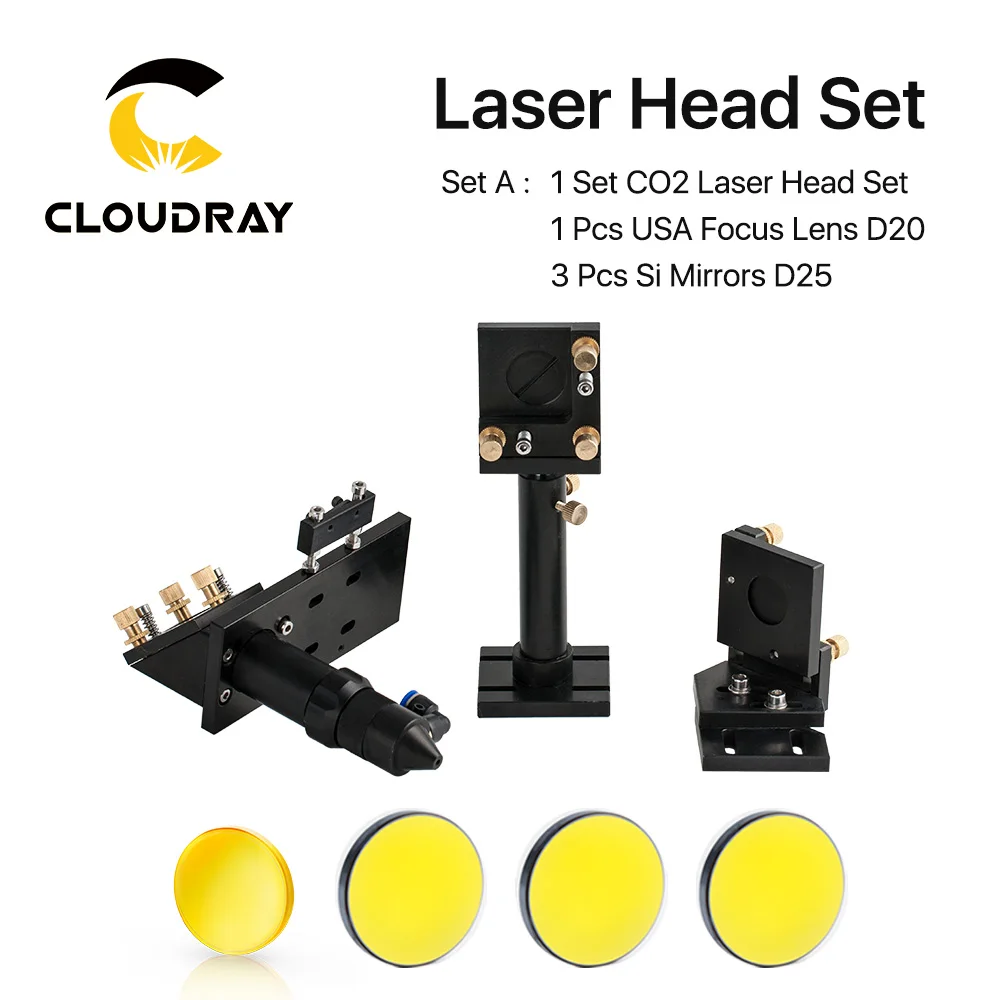 

CO2 Laser Head Set CO2 + Reflective Si Mirror 25mm + USA Focus Lens 20mm for Laser Engraving Cutting Machine