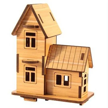 

3D Wood Puzzle DIY Model Kids Toy France French Style Coffee House Puzzle 3d building wooden puzzles