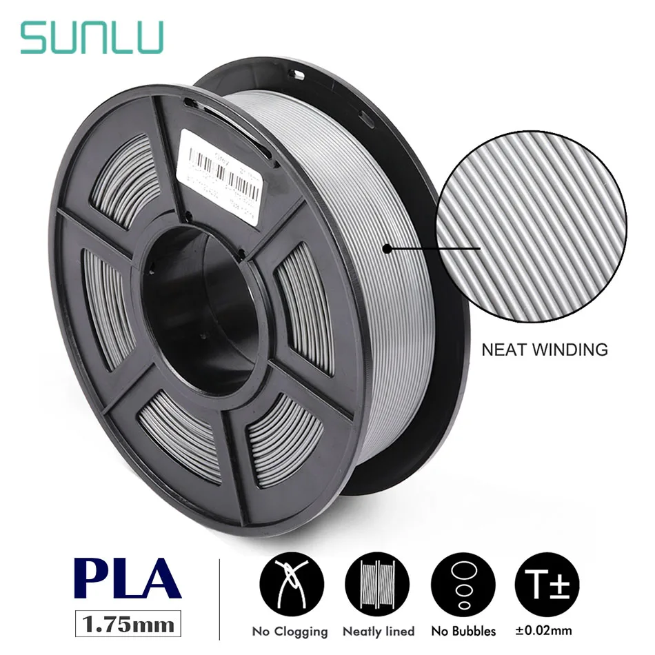 

SUNLU PLA Filament 1.75mm 1KG No Tangle 3D Printer Filament Tolerance +/-0.02MM Degradable Printing Consumable