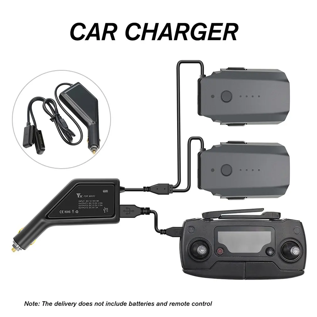 

For Mavic Pro 3 in 1 Car Charger Battery Remote Control Car Outdoor Charger Adapter with USB Port Drone Accessories