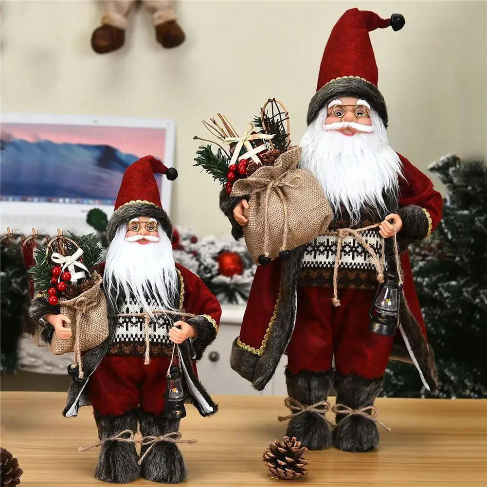 Santa Claus Figures Christmas Standing Figure Doll Table Decors Ornaments Gifts 