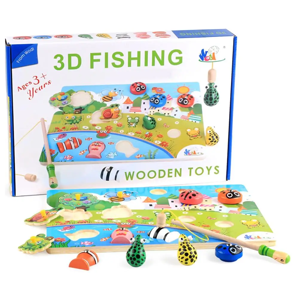 Wood 3D Fishing Toys Hand Puzzles Children's Puzzle Early Learning Parent-child Interaction Toy For Children Wood 3D Fishing Toys Hand Puzzles Children's Puzzle Early Learning Parent-child Interaction Toy For Children