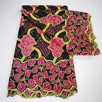 

African Cotton Lace Fabric With Eyelet Embroidery Nigerian Swiss Voile Lace In Switzerland Party
