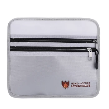 

Data File Bag Document Pouch Storage Protection Silver Double zipper Organizer