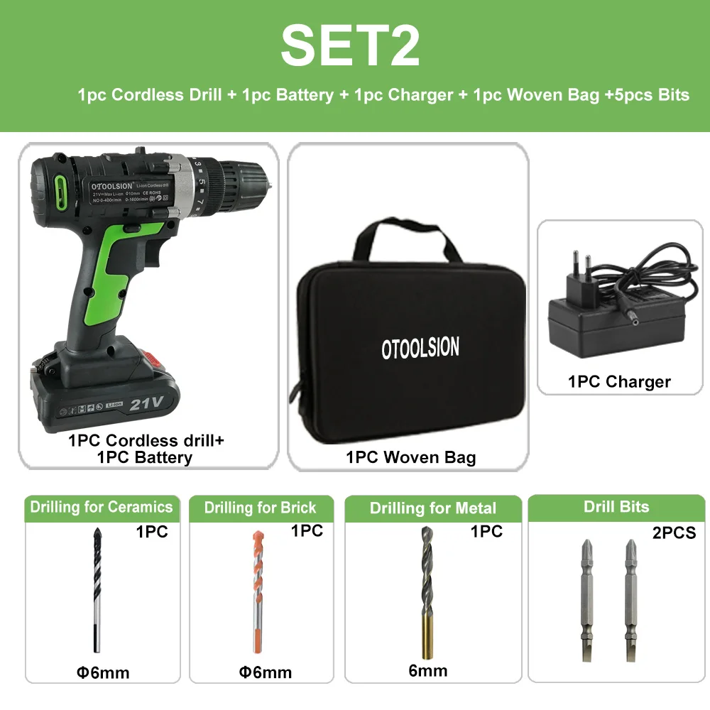 SET2 (1 pc battery) 21 в 1.5ач Дрель аккумуляторная отвертка электроинструменты Мини электрическая дрель шуруповерты с батареями 15+ 1 крутящий момент дрель пластиковая коробка - Цвет: SET2 (1 pc battery)