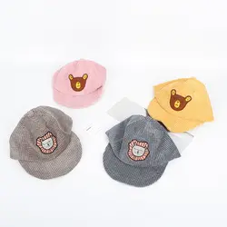Милая одежда с вышивкой для маленьких Шапки вельветовые тюрбан шапочка теплая мягкая шапка для новорожденных, для девочек и мальчиков