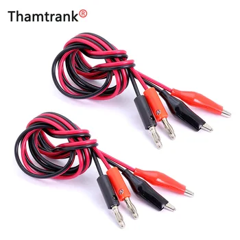 

10pcs High quality Copper 4MM Dual Alligator Clip to Banana Connector Oscilloscope Test Probe Cable 1M 3FT Red Black