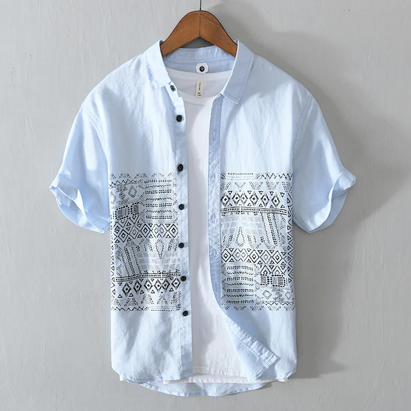 Designer novo estilo chinês camisa de linho