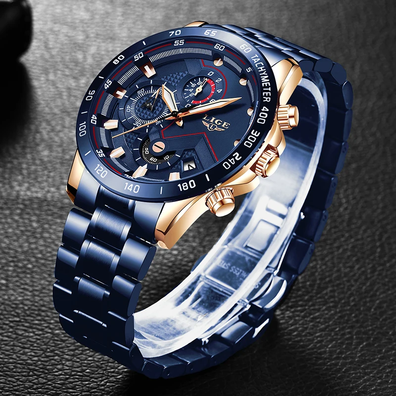 LIGE спортивные часы Топ люксовый бренд бизнес кварцевые мужские часы Montre Homme Хронограф Военная нержавеющая сталь часы