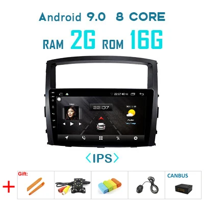 2G 16G canbus 1280*720P Android 9,0 4G 64G Carplay Авто gps радио для MITSUBISHI PAJERO V97 V93 2006- мультимедиа DSP ips экран без DVD - Цвет: 2G 16G canbus