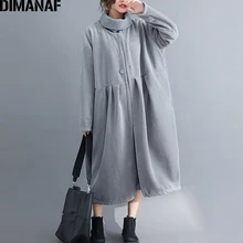 DIMANAF оверсайз осень зима Женская куртка пальто вельвет флис винтажная женская верхняя одежда свободный длинный рукав кардиган одежда