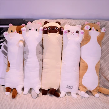 

Candice guo! cute plush toy lovely long body animal cat kitten soft stuffed pillow sofa pillow girl birthday Christmas gift 1pc