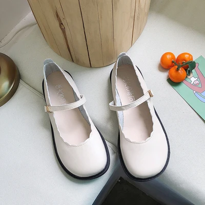 Кожаные туфли в стиле ретро; модные удобные тонкие туфли на плоской подошве; Повседневная обувь для студентов в японском стиле в стиле Харадзюку; женская обувь - Цвет: Белый