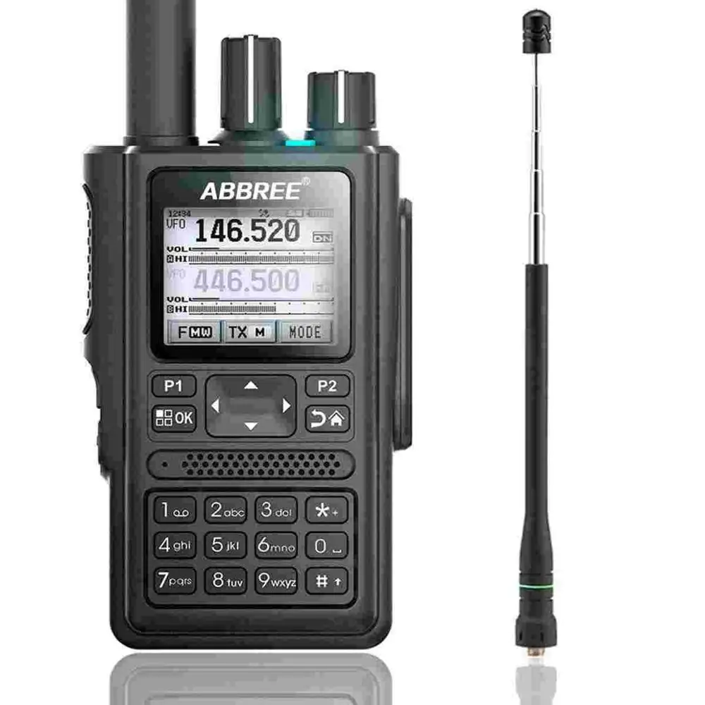 

ABBREE AR-F8 GPS location Sharing All Bands(136-520MHz) Frequency/CTCSS Detection Walkie Talkie add AR-775 Telescopic antenna