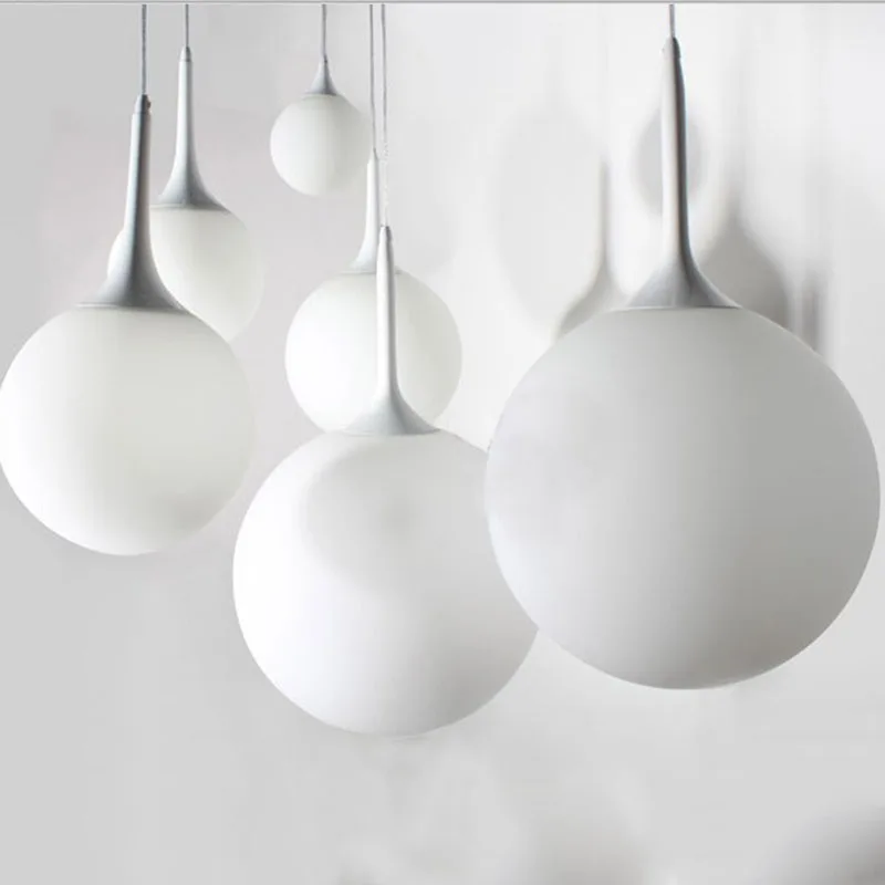 Italian Minimalist Design Single head Milky White Pendant light Restaurant staircase study bar  Glass ball LED Decorative lights