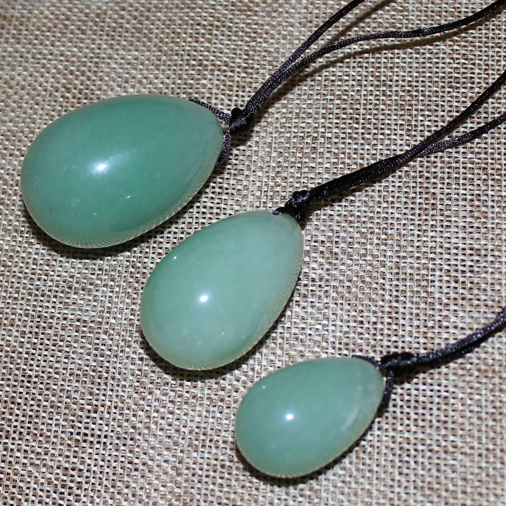 Просверленный натуральный зеленый авантюрин нефрит яйони яйцо тазового кегеля