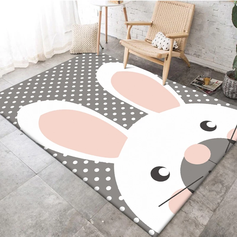 

Cute Cartoon Large Carpet Children Climb Baby Play Mat Anti Skid Bedroom Pink Grey Rabbit Area Rug and Carpet Kids Room Tapete