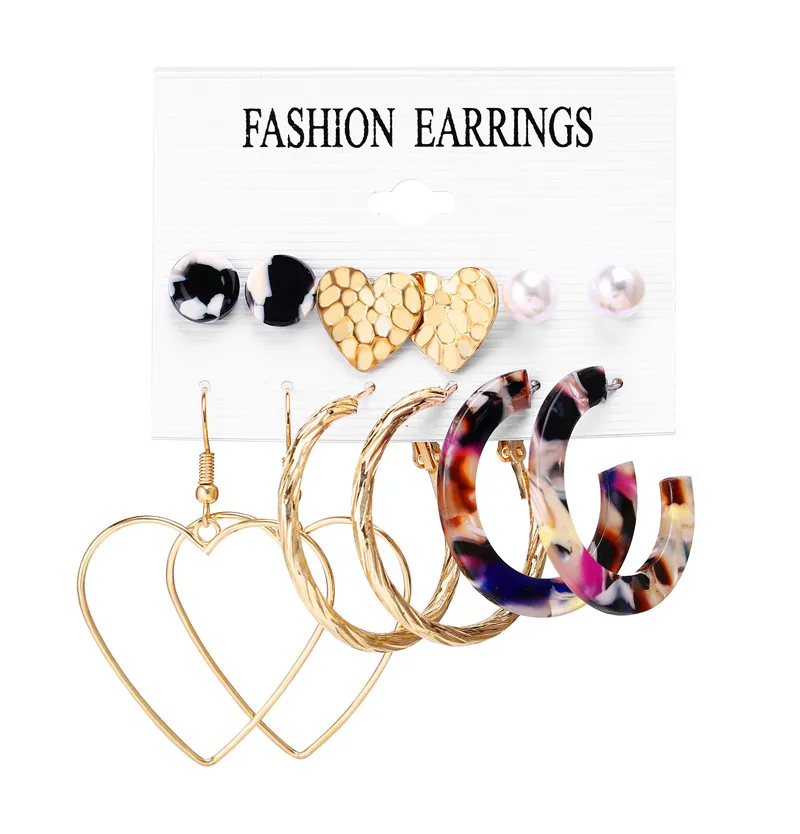 Earrings Set 5 17 км акриловые серьги с кисточками для женщин, богемные серьги, набор больших геометрических висячих сережек Brincos, Женские Ювелирные изделия DIY - Окраска металла: Earrings Set 5